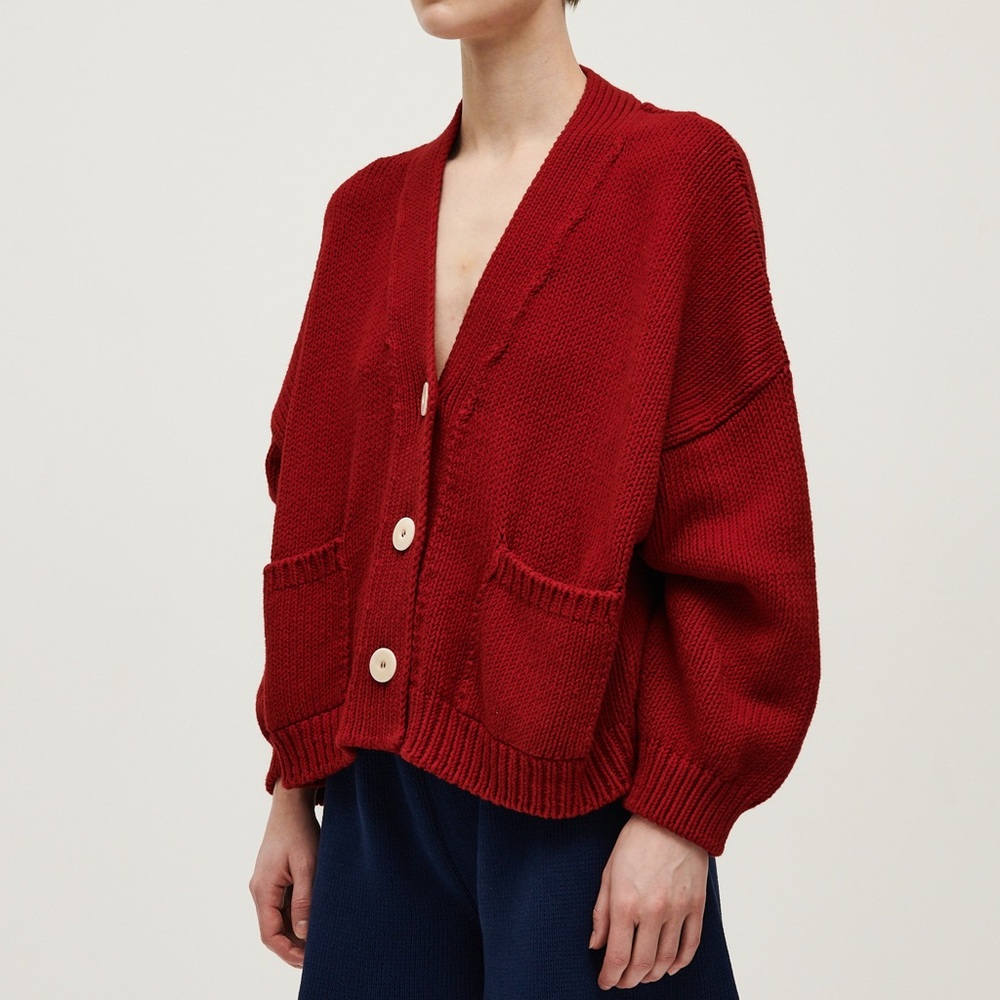 Babaa Organic Cotton Cardigan 22 Persephone Red - Picture 3 of 13